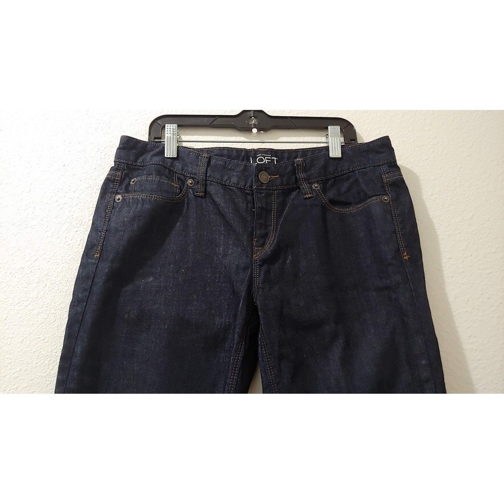 LOFT Womens Modern Straight Leg Jeans Size 4 Dark Wash Denim Classic Fit Stretch - Picture 5 of 10